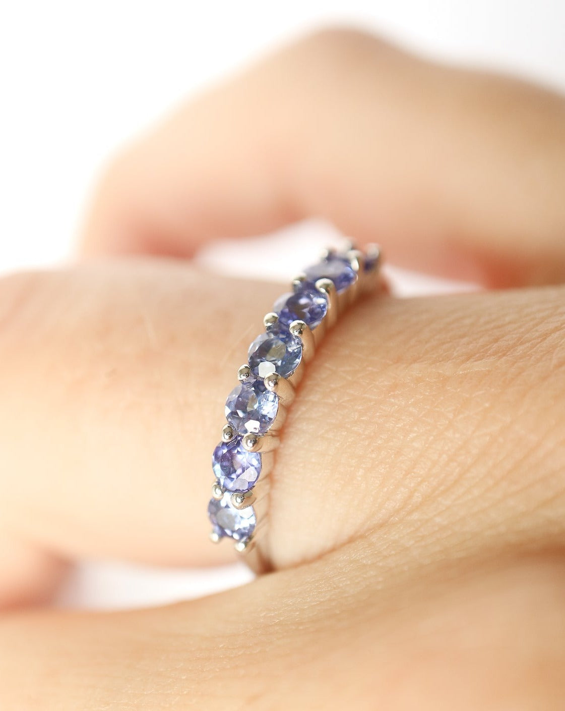 9kt white gold Tanzanite eternity ring by Collective & Co Jewellery