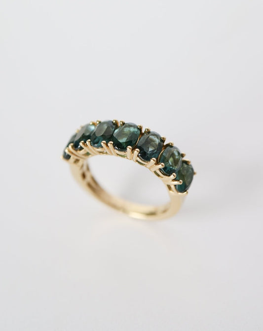 9kt gold ring with London Blue Topaz Half Eternity Band