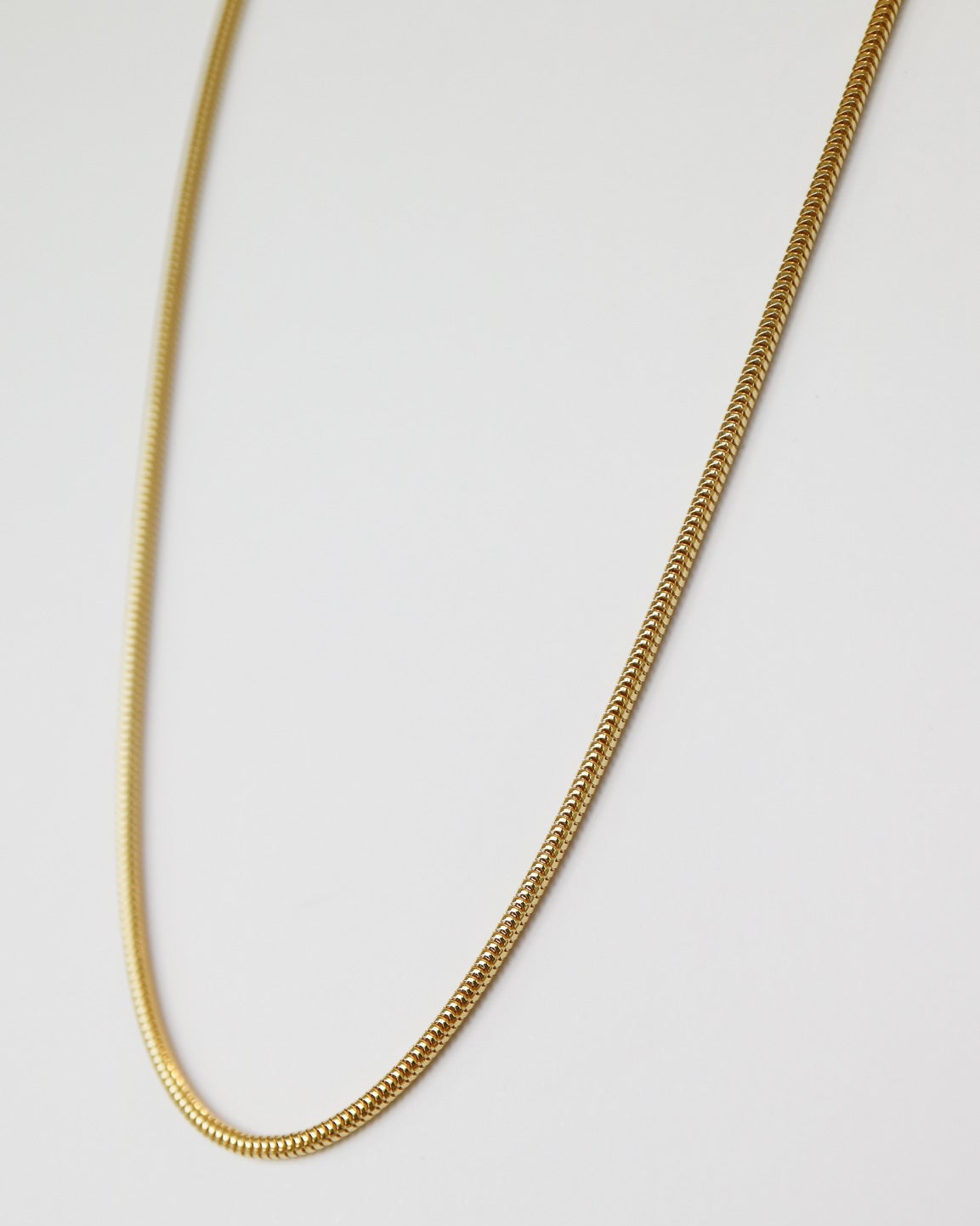 9ct gold Skinny Real Snake Chain over white background