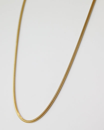 9ct gold Skinny Real Snake Chain over white background