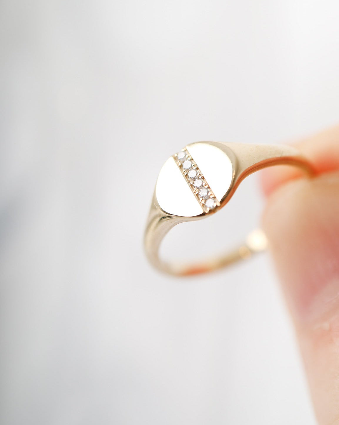 9kt gold Signet Ring with diamonds pinky ring Collective & Co. Jewellery