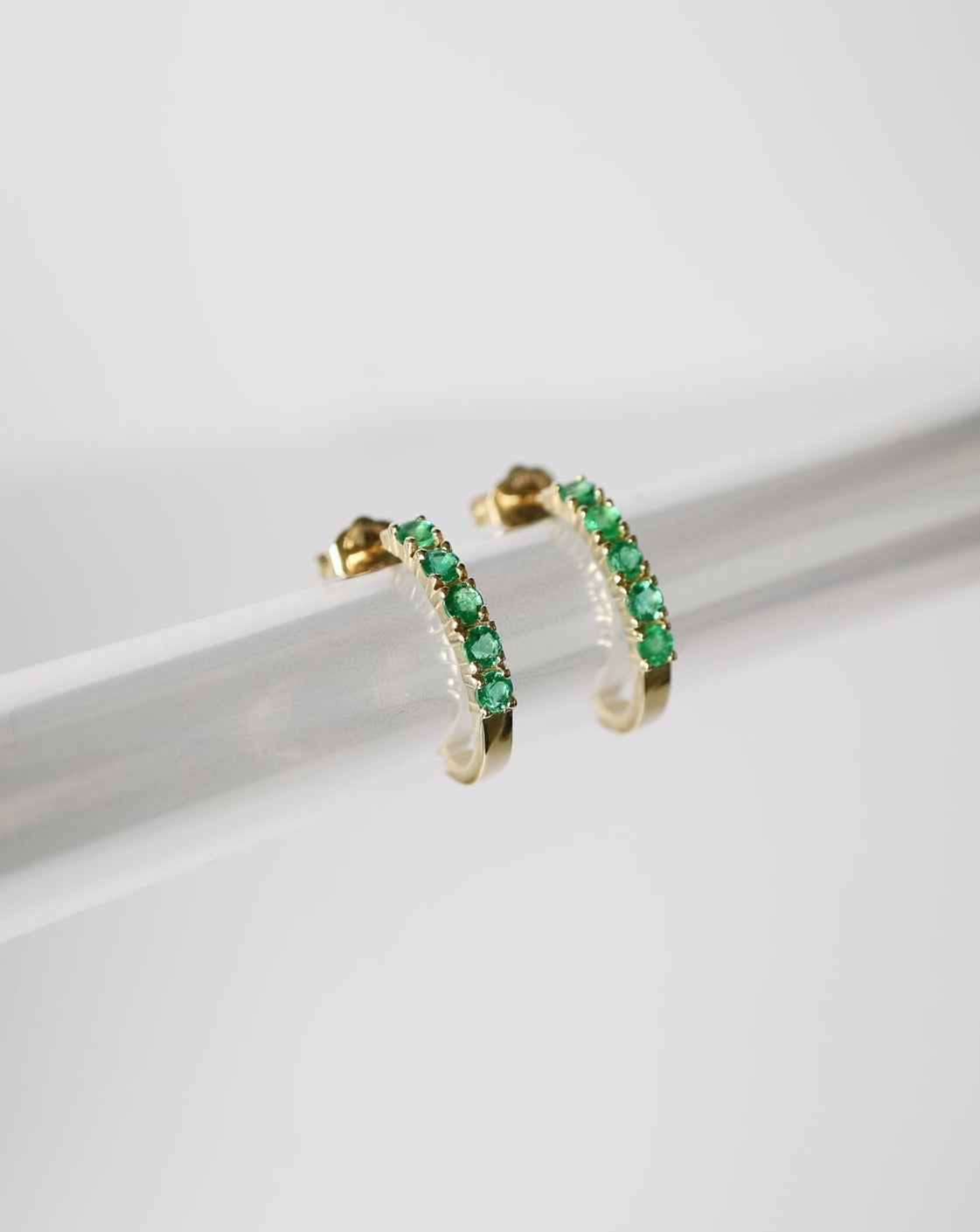 9ct gold Emerald Hoop Earrings by Collective & Co. Jewellery