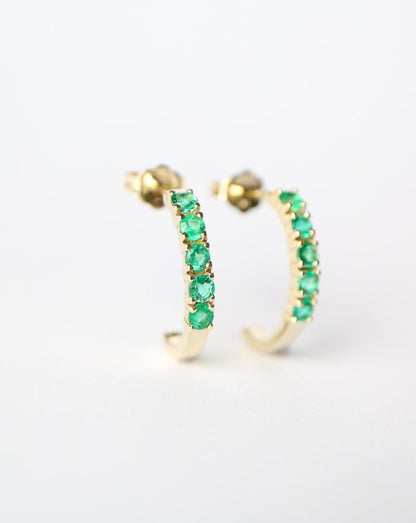 9ct gold Emerald Hoop Earrings by Collective & Co. Jewellery