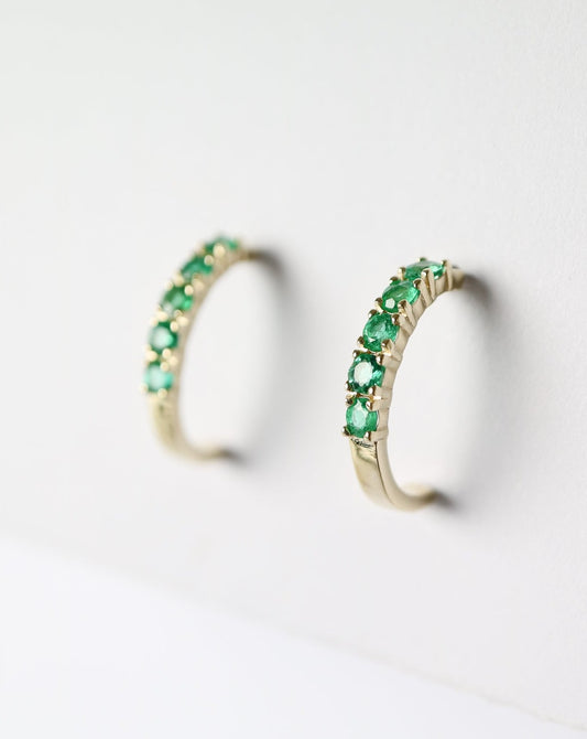 9ct gold Emerald Hoop Earrings by Collective & Co. Jewellery