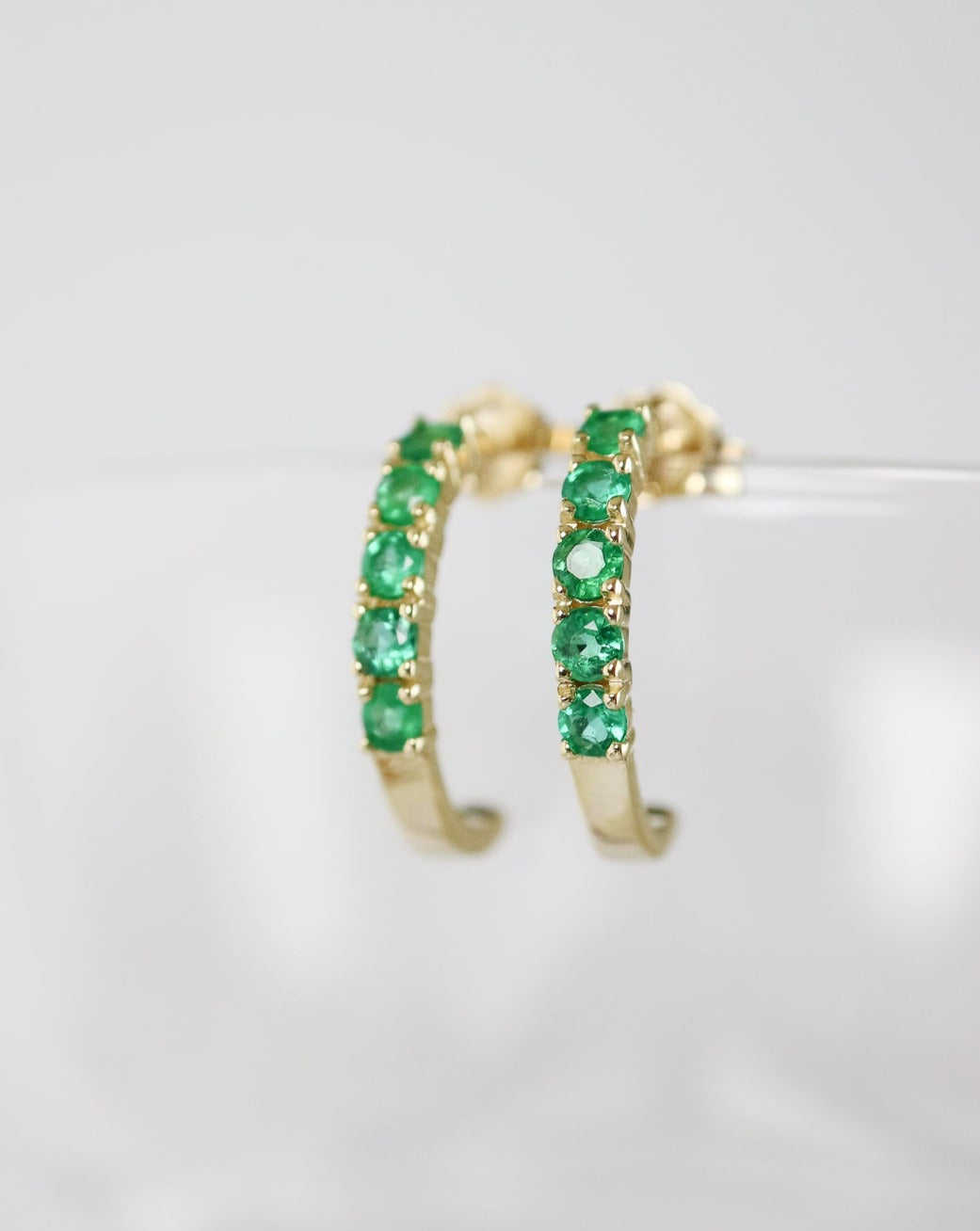 9ct gold Emerald Hoop Earrings by Collective & Co. Jewellery