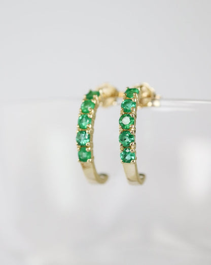 9ct gold Emerald Hoop Earrings by Collective & Co. Jewellery