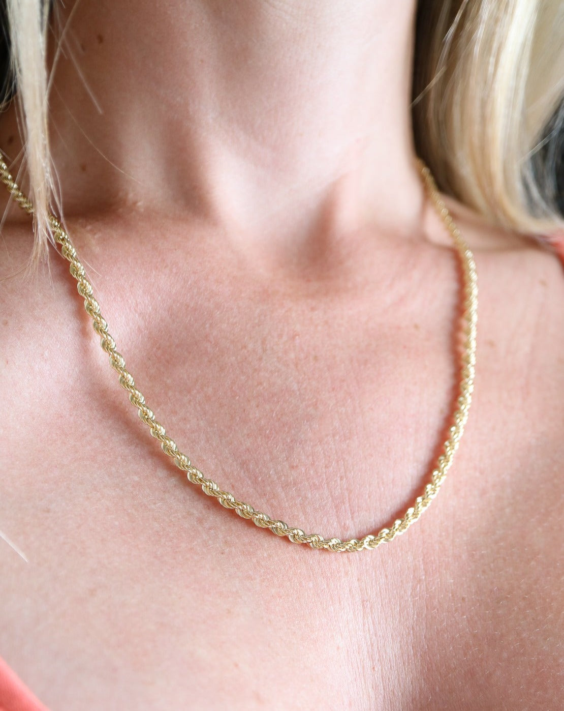 Thin gold hot sale rope chain