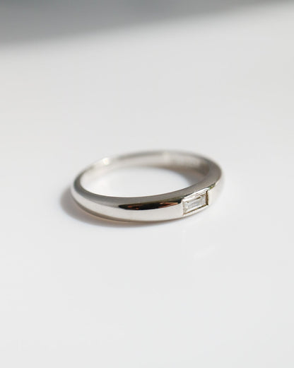 Baguette moissanite ring in sterling silver minimalist band