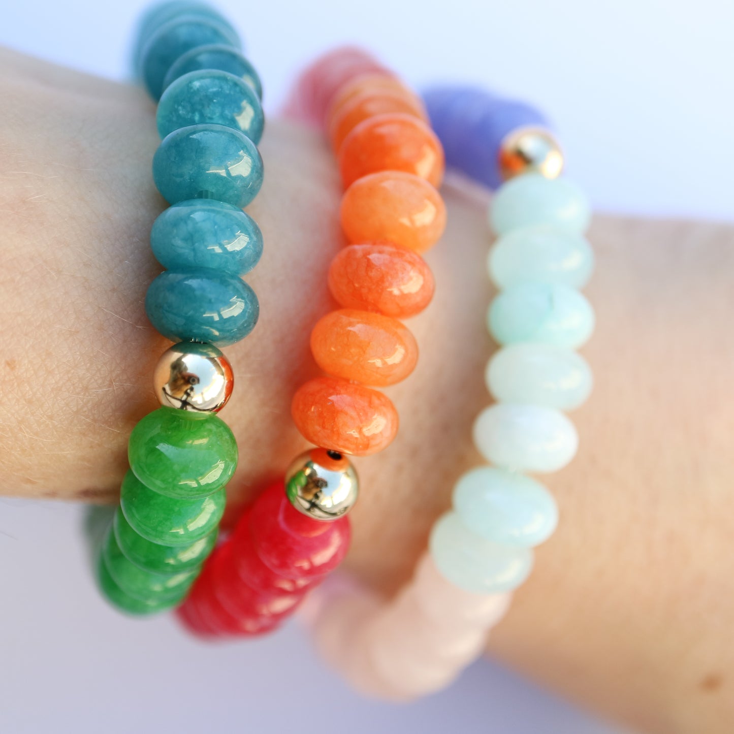 Ombré colour natural gemstone bead bracelets