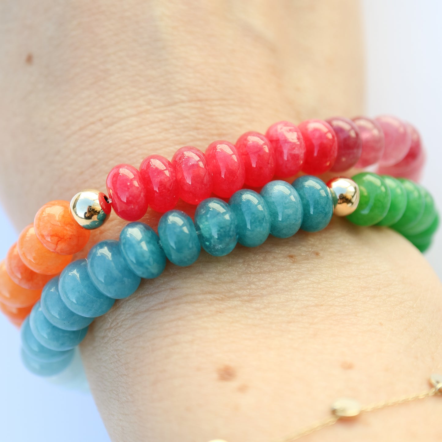 Ombré colour natural gemstone bead bracelets