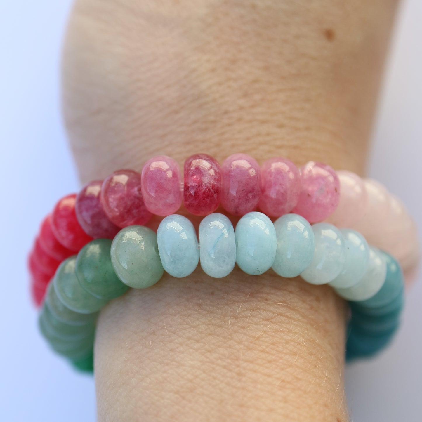 Ombré colour natural gemstone bead bracelets