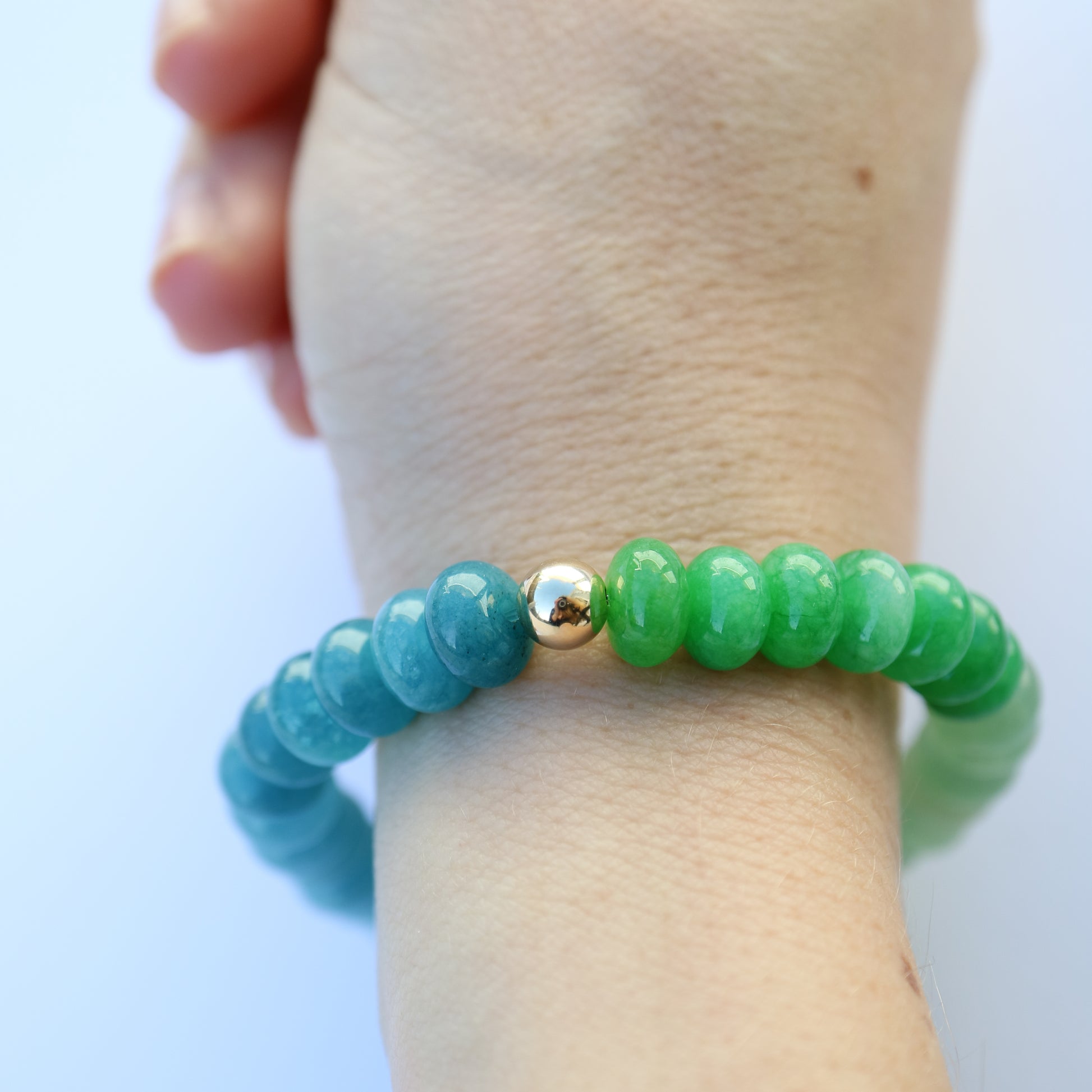 Ombré colour natural gemstone bead bracelet