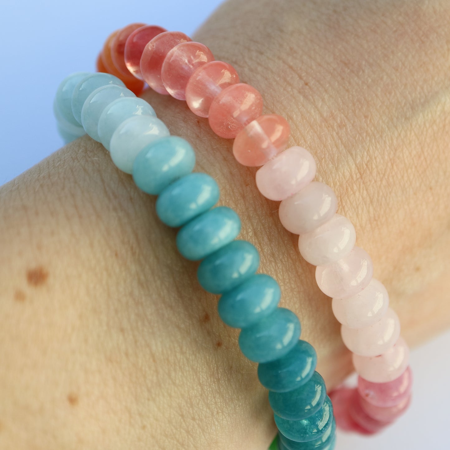 Ombré colour natural gemstone bead bracelet