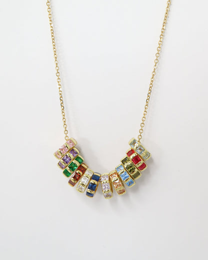 Birthstone Donut Beads on gold chain