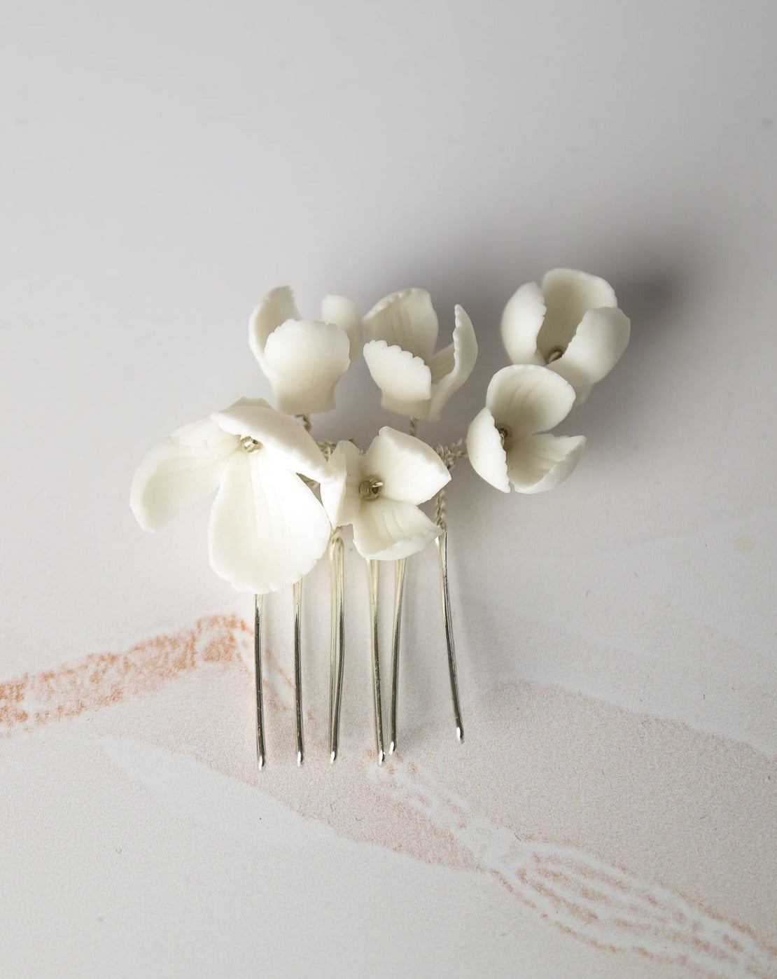 Porcelain flower bridal hair clips