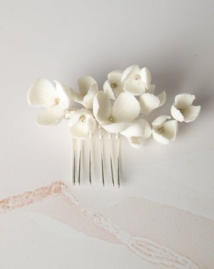 Porcelain flower bridal hair clips