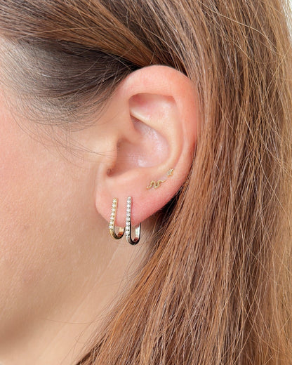 9ct gold Diamond Paperclip Huggies Earrings real gold