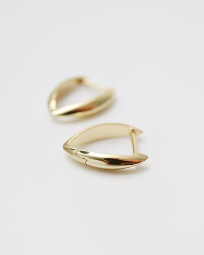 Pair of gold earrings on a light gray background