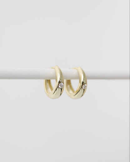 Gold and Moissanite Hoop Earrings