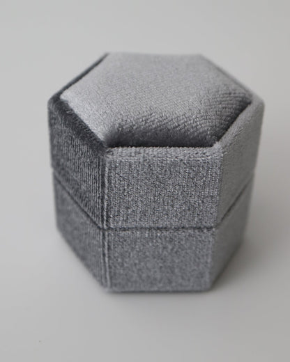 Grey hexagonal Velvet Ring Box