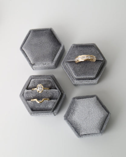 Grey hexagonal double ring slot box