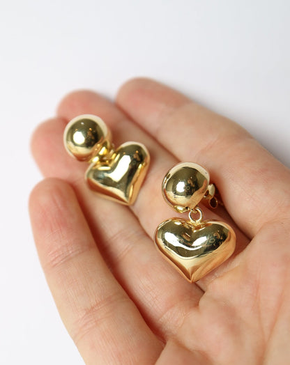 Chunky gold heart earrings from Collective & Co. jewellery store