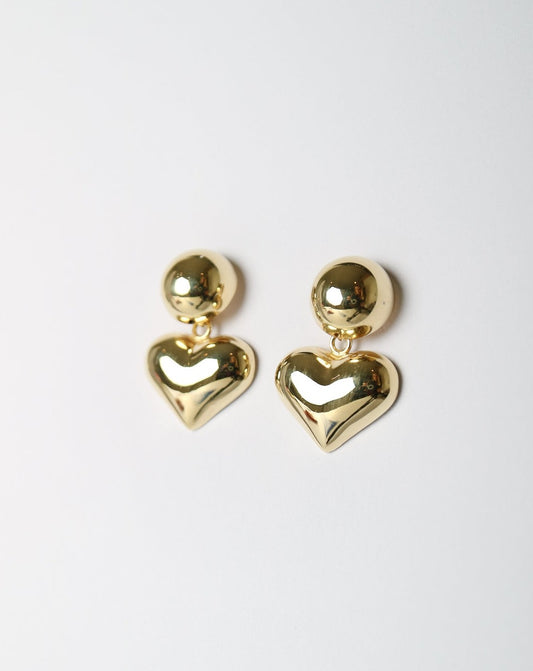 Chunky gold heart earrings from Collective & Co. jewellery store