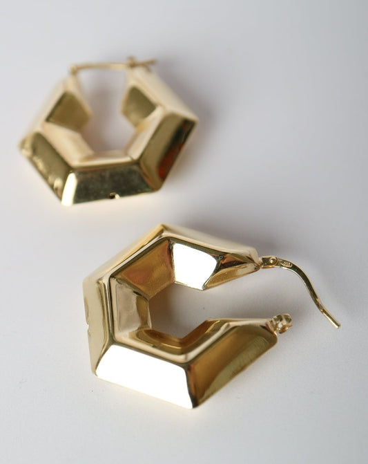 Hexagonal Hoop Earrings in gold by Collective & Co jewellery brand