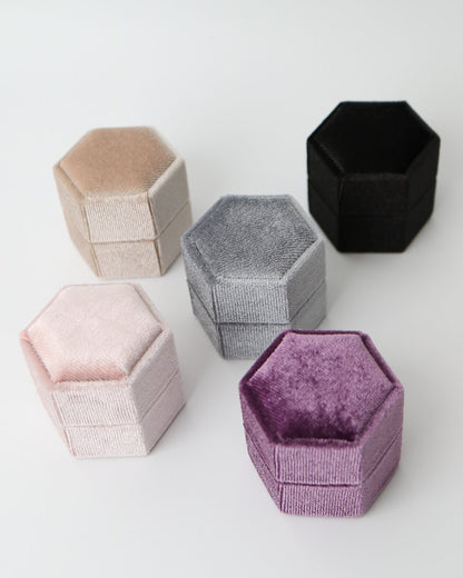 Hexagonal colourful Velvet Ring Boxes