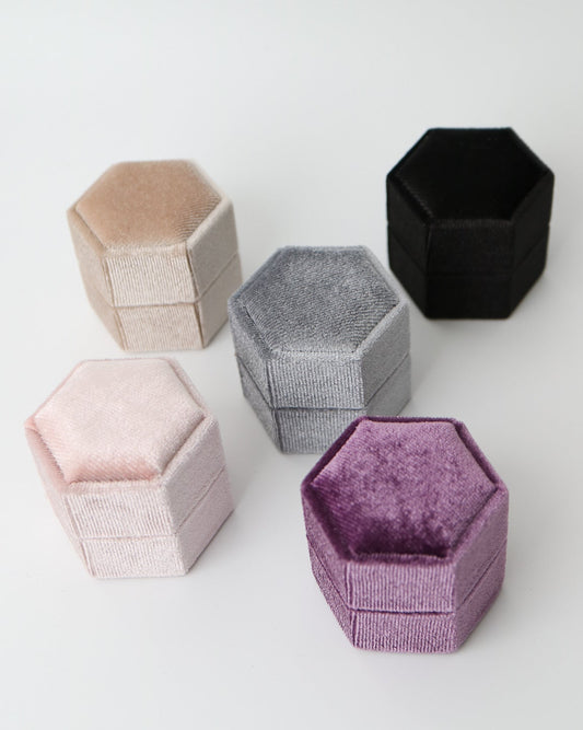 Hexagonal colourful Velvet Ring Boxes