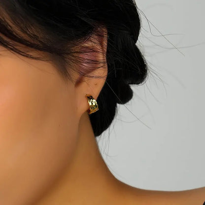 Hammered Huggie Earrings in gold from Kini Jewels