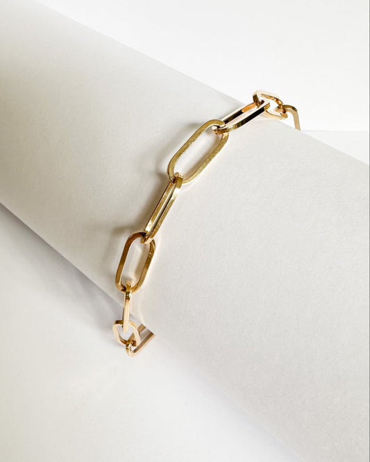 9ct gold Paperclip Links Bracelet real gold