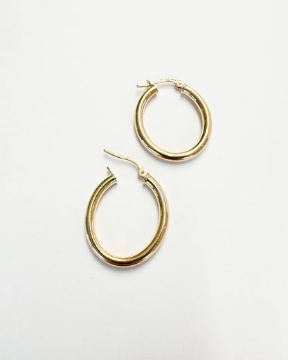 9ct gold oval hoop earrings real gold 