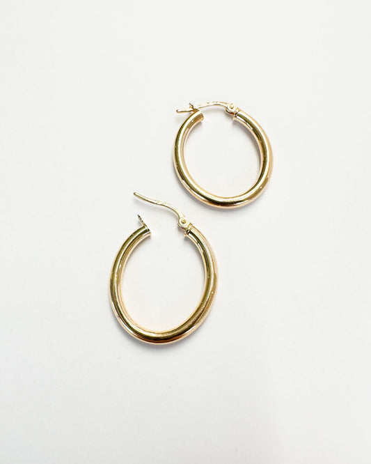9ct gold oval hoop earrings real gold 