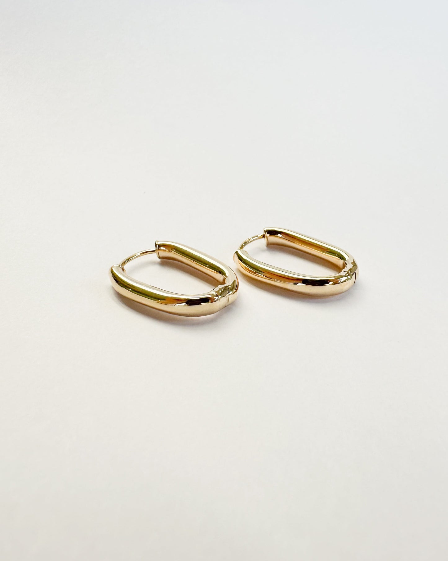 9ct gold Oval Tube Hoops Earrings real gold