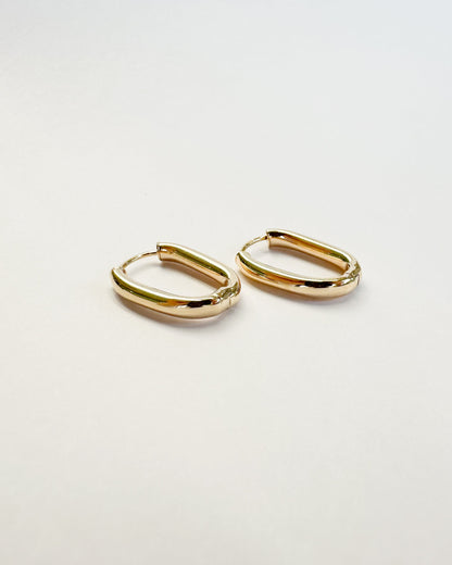 9ct gold Oval Tube Hoops Earrings real gold