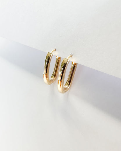 9ct gold Oval Tube Hoops Earrings real gold