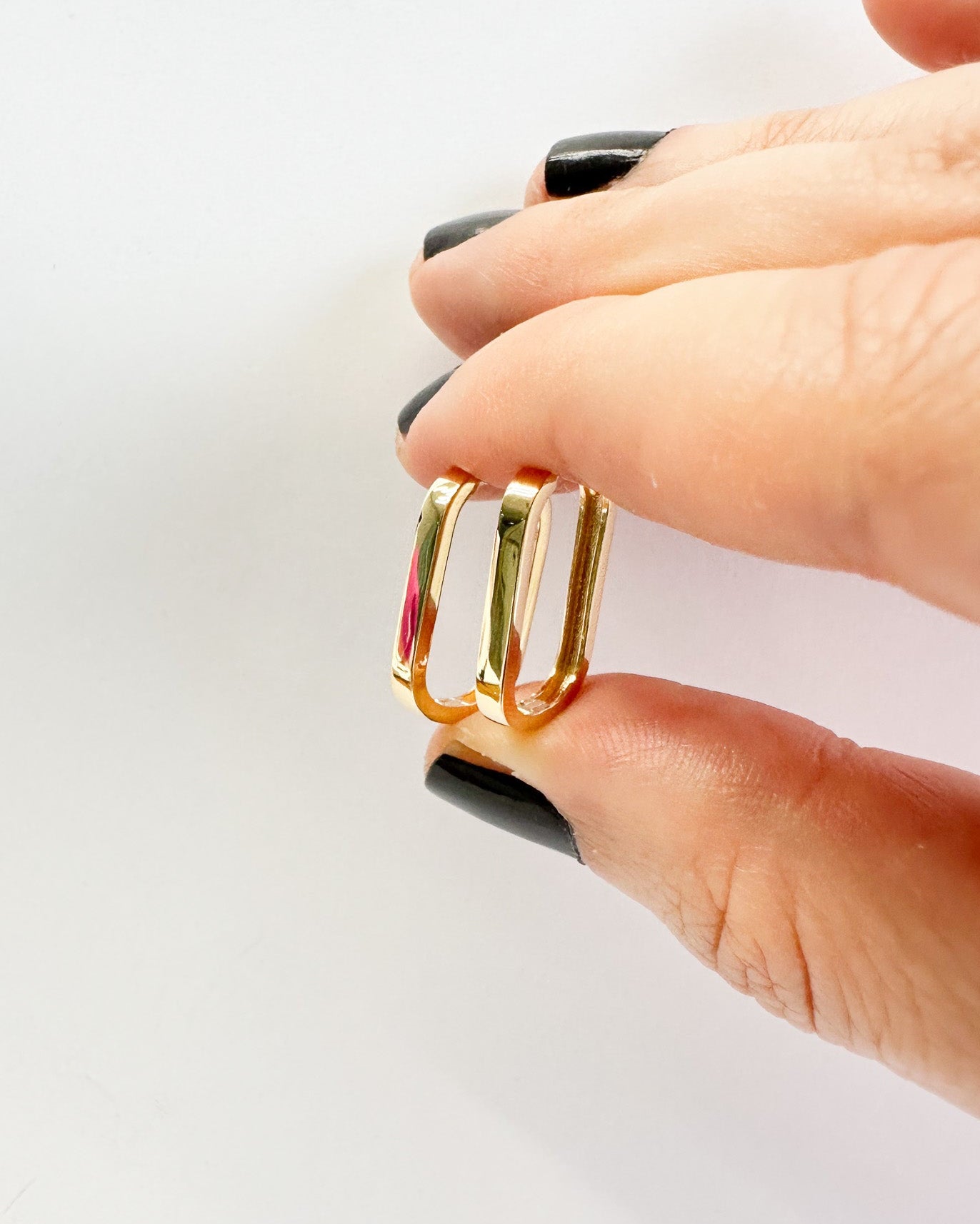 9ct gold Paperclip Huggies earrings real gold