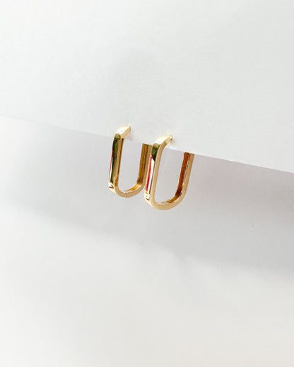 9ct gold Paperclip Huggies earrings real gold