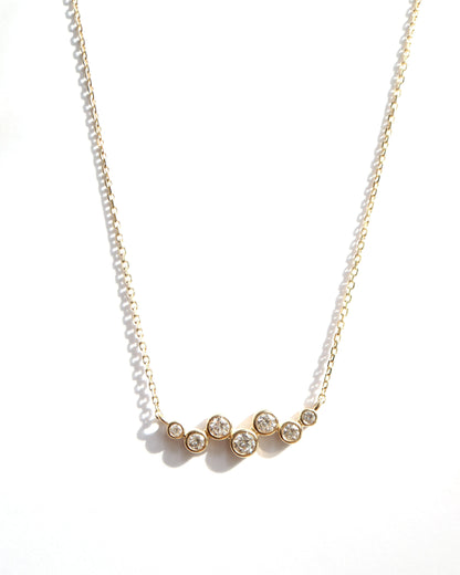 9ct gold necklace with seven round diamonds