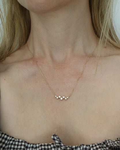 9ct gold necklace with seven round diamonds