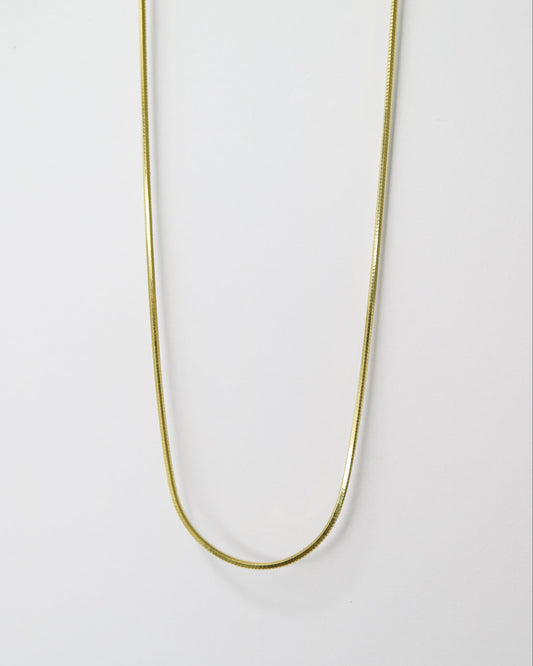 Gold chain necklace on a white background
