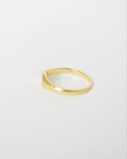 Gold ring on a light gray background