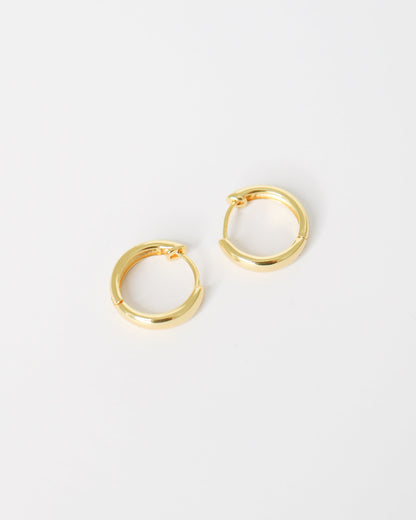 Gold hoop earrings on a white background