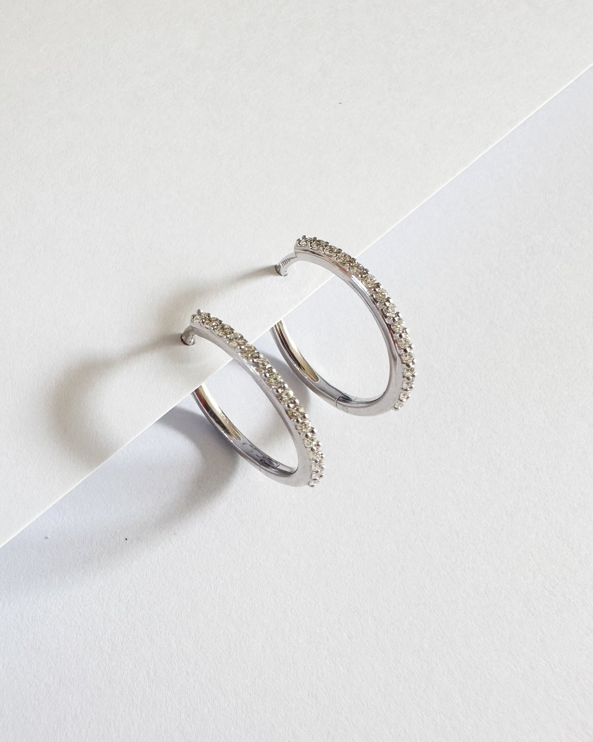 9ct gold diamond Hoops earrings