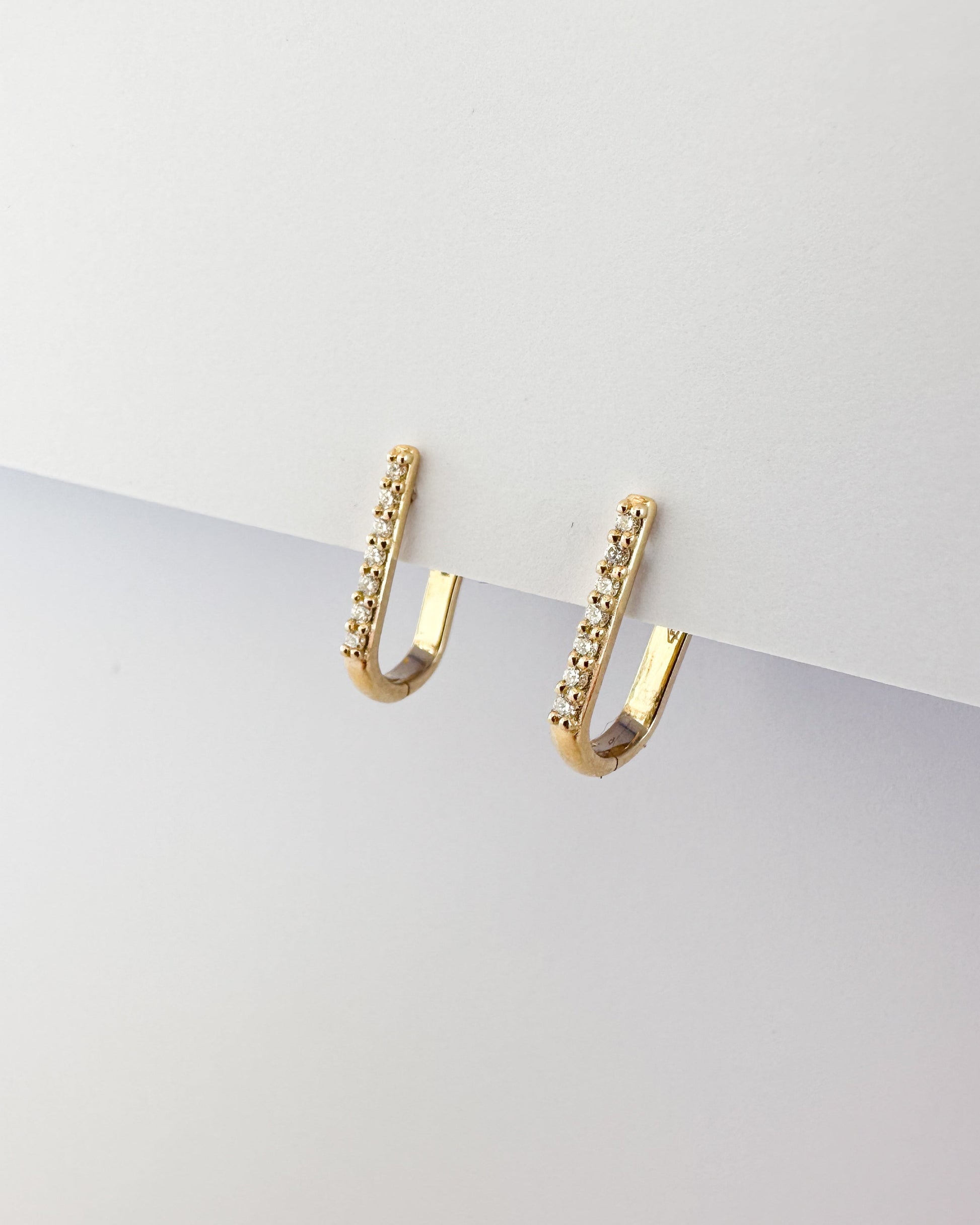 9ct gold Diamond Paperclip Huggies Earrings real gold