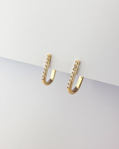 9ct gold Diamond Paperclip Huggies Earrings real gold