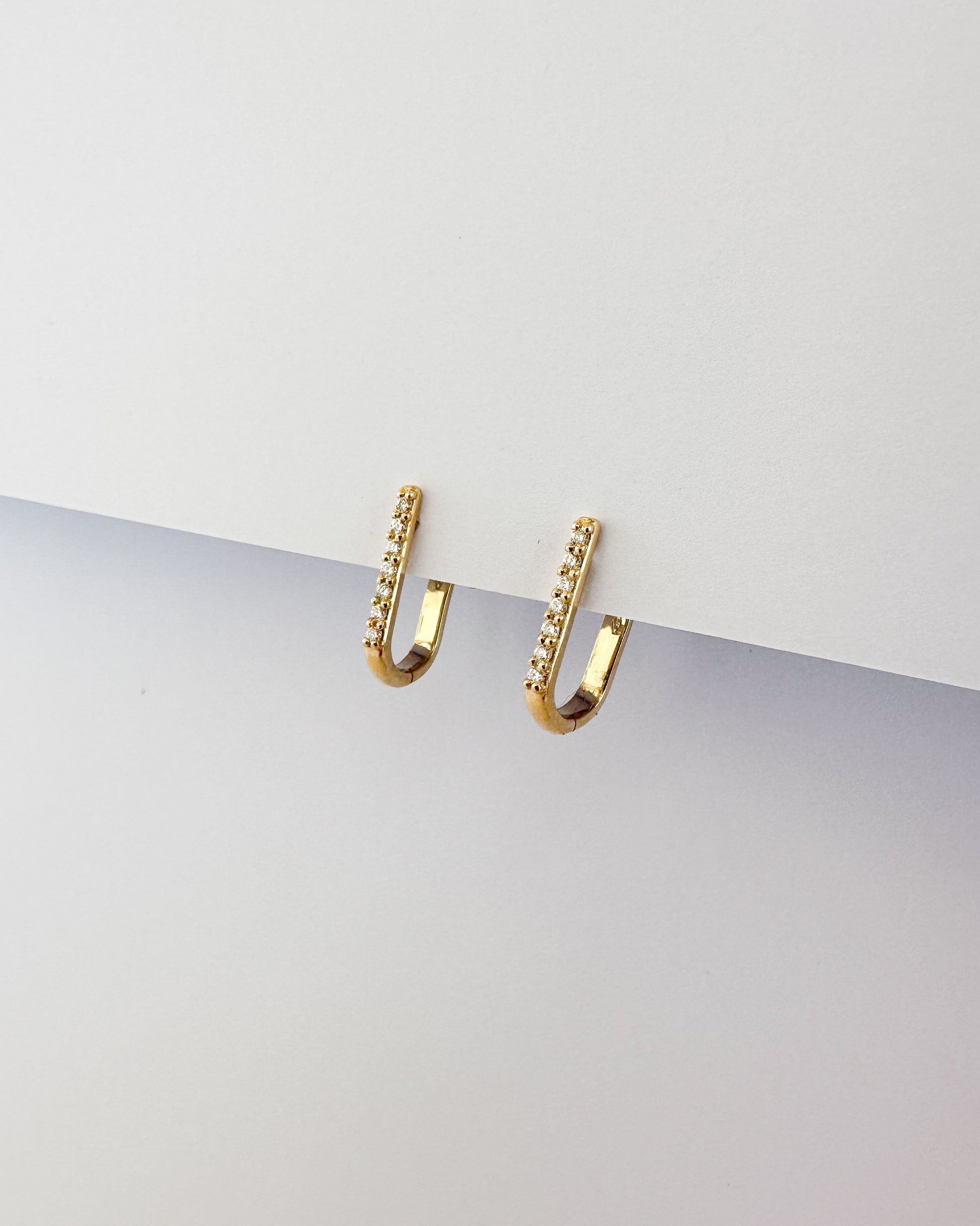 9ct gold Diamond Paperclip Huggies Earrings real gold