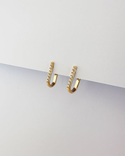 9ct gold Diamond Paperclip Huggies Earrings real gold