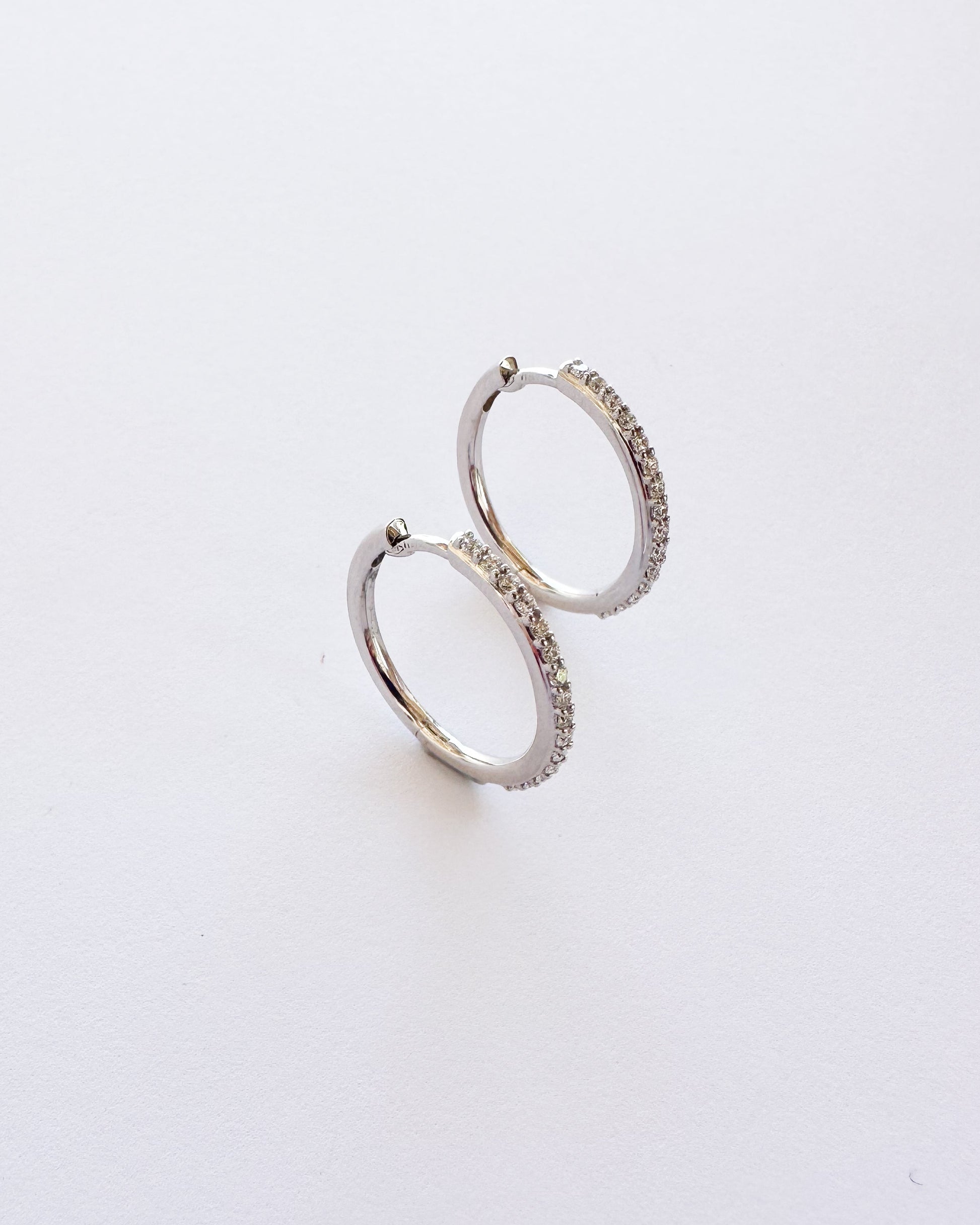 9ct gold diamond Hoops earrings
